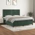 Pat box spring cu saltea, verde închis, 100x200 cm, catifea GartenMobel Dekor