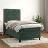 Pat box spring cu saltea, verde închis, 100x200 cm, catifea GartenMobel Dekor