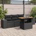 Set mobilier de grădină cu perne, 5 piese, negru, poliratan GartenMobel Dekor