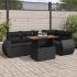 Set mobilier de grădină cu perne, 6 piese, negru, poliratan GartenMobel Dekor