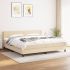 Pat box spring cu saltea, crem, 200x200 cm, textil GartenMobel Dekor