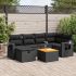 Set canapele de grădină cu perne, 7 piese, negru, poliratan GartenMobel Dekor