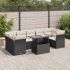 Set mobilier de grădină cu perne, 8 piese, negru, poliratan GartenMobel Dekor