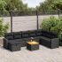 Set mobilier de grădină cu perne, 9 piese, negru, poliratan GartenMobel Dekor