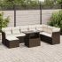 Set mobilier de grădină cu perne, 9 piese, negru, poliratan GartenMobel Dekor