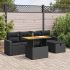 Set mobilier grădină perne 6 piese negru poliratan/lemn acacia GartenMobel Dekor