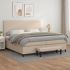 Pat box spring cu saltea, negru, 200x200 cm, piele ecologică GartenMobel Dekor