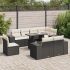 Set mobilier de grădină cu perne, 9 piese, negru, poliratan GartenMobel Dekor
