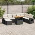 Set mobilier de grădină cu perne, 9 piese, negru, poliratan GartenMobel Dekor