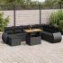 Set mobilier de grădină cu perne, 9 piese, negru, poliratan GartenMobel Dekor