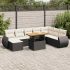 Set mobilier de grădină cu perne, 9 piese, negru, poliratan GartenMobel Dekor