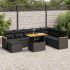 Set mobilier grădină perne 9 piese negru poliratan/lemn acacia GartenMobel Dekor