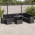 Set mobilier de grădină cu perne, 9 piese, negru, poliratan GartenMobel Dekor
