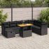 Set mobilier grădină perne 9 piese negru poliratan/lemn acacia GartenMobel Dekor