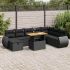 Set mobilier grădină perne 9 piese negru poliratan/lemn acacia GartenMobel Dekor