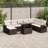 Set mobilier de grădină cu perne, 9 piese, negru, poliratan GartenMobel Dekor