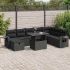 Set mobilier de grădină cu perne, 9 piese, negru, poliratan GartenMobel Dekor