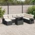 Set mobilier de grădină cu perne, 9 piese, negru, poliratan GartenMobel Dekor