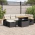 Set mobilier de grădină cu perne, 8 piese, negru, poliratan GartenMobel Dekor