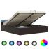 Cadru pat hidraulic cu ladă LED gri 120x200 cm piele ecologică GartenMobel Dekor