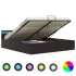 Cadru pat hidraulic cu ladă LED negru 160x200cm piele ecologică  GartenMobel Dekor