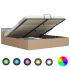 Cadru pat hidraulic cu ladă LED negru 160x200cm piele ecologică  GartenMobel Dekor