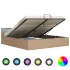 Cadru pat hidraulic cu ladă LED negru 160x200cm piele ecologică  GartenMobel Dekor