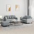 Set de canapele cu perne, 3 piese, gri deschis, textil GartenMobel Dekor