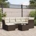 Set canapele de grădină cu perne, 7 piese, negru, poliratan GartenMobel Dekor