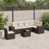 Set canapele de grădină cu perne, 7 piese, negru, poliratan GartenMobel Dekor