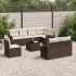 Set mobilier de grădină cu perne, 9 piese, negru, poliratan GartenMobel Dekor