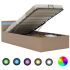Cadru pat hidraulic ladă & LED negru 100x200 cm piele ecologică  GartenMobel Dekor