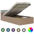 Cadru pat hidraulic LED cappuccino 90x200 cm piele ecologică  GartenMobel Dekor
