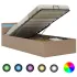 Cadru pat hidraulic LED cappuccino 90x200 cm piele ecologică  GartenMobel Dekor