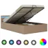 Cadru pat hidraulic LED cappuccino 90x200 cm piele ecologică  GartenMobel Dekor