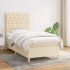 Pat box spring cu saltea, crem, 140x200 cm, textil GartenMobel Dekor