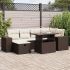 Set mobilier de grădină cu perne, 8 piese, negru, poliratan GartenMobel Dekor