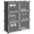 Organizator cub de depozitare cu uși, 16 cuburi, negru, PP GartenMobel Dekor