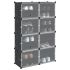 Organizator cub de depozitare cu uși, 16 cuburi, negru, PP GartenMobel Dekor