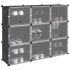Organizator cub de depozitare cu uși, 16 cuburi, negru, PP GartenMobel Dekor