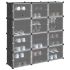 Organizator cub de depozitare cu uși, 16 cuburi, negru, PP GartenMobel Dekor