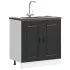 Dulap de bază pentru chiuvetă „Kalmar” Negru lemn de prelucrare GartenMobel Dekor