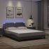 Cadru de pat cu lumini LED, gri, 100x200 cm, piele ecologică GartenMobel Dekor