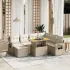 Set mobilier de grădină cu perne, 8 piese, negru, poliratan GartenMobel Dekor