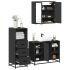 Set mobilier de baie, 3 piese, stejar maro, lemn prelucrat GartenMobel Dekor