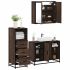 Set mobilier de baie, 3 piese, stejar maro, lemn prelucrat GartenMobel Dekor