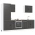 Set dulap de bucătărie 7 piese „Kalmar” lemn negru prelucrat GartenMobel Dekor