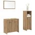 Set mobilier de baie, 3 piese, stejar maro, lemn prelucrat GartenMobel Dekor