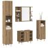 Set mobilier de baie, 4 piese, negru, lemn prelucrat GartenMobel Dekor