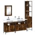 Set mobilier de baie, 4 piese, stejar fumuriu, lemn prelucrat GartenMobel Dekor